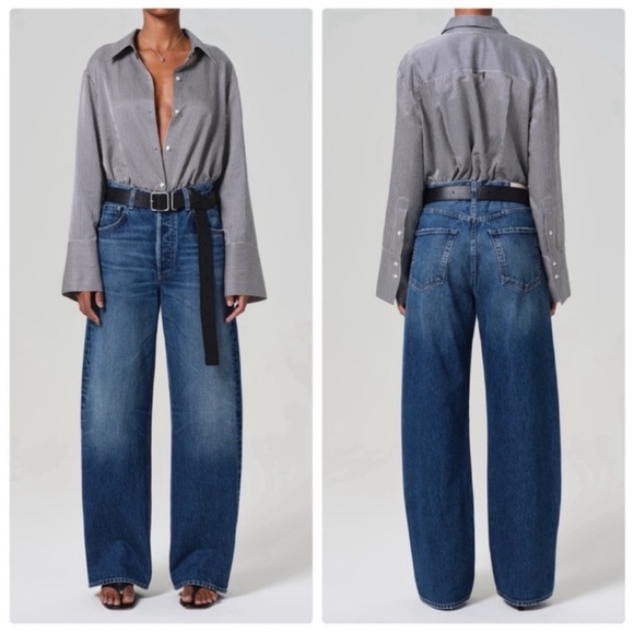 Citizens Of Humanity Denim - Citizens Of Humanity Medium Blue Wide-Leg High-Rise Jeans